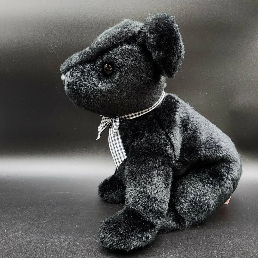 Ty Black Luke Beanie Buddies‎ Black Lab Dog Plush 2001 Vintage Puppy Gingham Bow